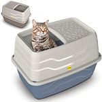 CAT CENTRE Grey Top Entry Litter Tray Extra Deep Covered Toilet Enclosed Loo Pan Anti-Spillage