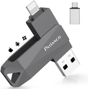 Patianco Chiavetta USB per iPhone 256GB [MFi Certified] USB 3.0 Pendrive per Lightning Chiave USB C Memoria Stick 3 in 1 Backup Rapido con un Clic per OTG Android/Mac/PC/Type C-iPhone/iPad(256GB,Nero)