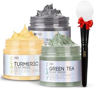 ANAI RUI Turmeric Clay Mask - Green Tea Clay Mask - Dead Sea Minerals Mud Mask, Spa Facial Mask Set, 2.5 oz each