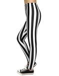 HDE Black and White Stripe Leggings Halloween Theme Pants Workout Tights - Large