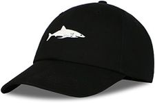 Himozoo Woman Mens Baseball Cap 100% Cotton Washed Shark Embroidery Adjustable Dad Hat Casual Trucker Caps, Black, One Size-M