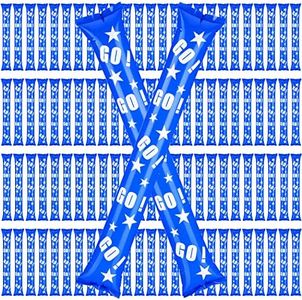 Hungdao 100 Pcs Thunder Sticks Spirit Boom Sticks Cheerleading Football Noise Makers Inflatable Noisemakers for Party Dance Basketball Sporting Event (Blue)