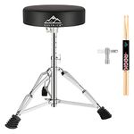 EastRock Universal Drum Throne,Padded Drum Seat Rotatable Height Adjustable drumming Stools with Anti-Slip Feet for Adults and Kids Black (Silver)