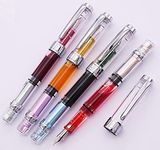 4 x 3008 Fountain Pen Upgrated Fine Nib, Silver Trim,Piston Filling, Transparent