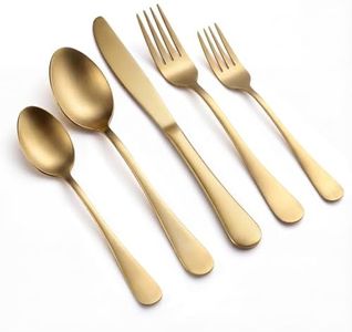 LIANYU 60 Piece Matte Gold Silverware Set for 12, Stainless Steel Gold Flatware Cutlery Set, Fancy Kitchen Utensil Tableware for Home Restaurant Party, Satin Finish, Dishwasher Safe
