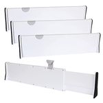 SENENQU 4PCS Adjustable Drawer Dividers, 15"-21" Expandable Drawer Organizer Set, Extendable Drawer Separators with Foam Edges for Kitchen Bedroom Drawer Storage