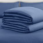 SPREAD SPAIN Madison Avenue Cotton Quilt Cover | 400 Thread Count Light Silky Sateen Sheets King Size Double Bed Quilt Cover with Zipper Closure | Soft Razai Cover - 90 x 108 inch - American Blue