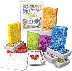 Let's Play Bridge | 6 Decks Colorful, Watercolor Inspired Floral Playing Cards | Special Low-Vision 4-Color Index! | Classic Family Game Includes 25 Scorecards