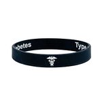 Butler & Grace Type 1 Diabetes Bracelet – Medical Alert Bracelet for Women and Men – Hidden Message Black Silicone Medical Bracelet – Waterproof Wristbands 202mm (1 Band only)