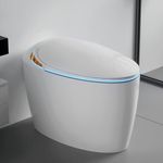 WinZo Luxury Smart Toilet With Bidet Seat, Elongated Egg Shaped Modern Design, Auto Open Auto Flush, Adjusted Heated Seat, Warm Water and Dryer, Night Light, Side Buttons, White