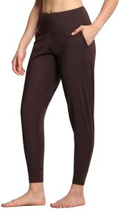 THE GYM PEOPLE Women's Joggers Pants Lightweight Athletic Leggings Tapered Lounge Pants for Workout, Yoga, Running Brown