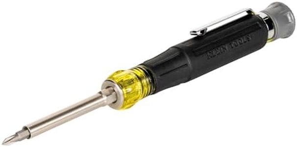 Klein Tools 32600P Mini Precision Screwdriver with Pocket Clip, 13-in-1 Magnetic All-Purpose Driver with Nut Drivers, Phillips, Slotted, and TORX Tips