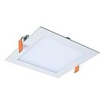 HALO 6 inch Square Recessed LED Ceiling & Shower Light – Canless Ultra Thin Downlight– 2700K/3000K/3500K/4000K/5000K Selectable– White