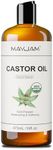 MAYJAM Organic Castor Oil 473ML, Pure Natural Cold & Fresh-Pressed, Promotes Hair, Eyebrow and Eyelash Growth, Carrier Oil for Nourish Skin