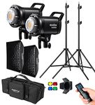 Godox SL60IIBi SL60II-Bi 75W LED Video Light,2800K-6500K,CRI96 + TLCI97 +,Builtin 11 FX Effects,Ultra Silent Fan for Newborn Photography,Portrait,Interview Lighting,Video Filming (SL60IIBI Kit2)