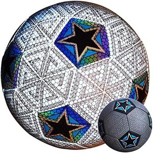 YeahShoot Soccer Ball,Holographic Soccer Ball Size 5,Reflective Glowing Soccer Ball with Pump for Indoor-Outdoor Soccer Training Gift