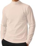 ZSJR Mens Mock Neck T Shirts Pullover High Neck Turtleneck Premium Long Sleeve Sweaters for Men, Beige, X-Large