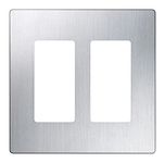 Lutron Claro 2 Gang Decorator/Rocker Wallplate, Stainless Steel (1-Pack) | CW-2-SS