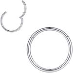 20g Hoop Nose Rings for Men and Women 6mm Nose Hoop 20 Gauge Nose Ring Hoop Silver Septum Clicker Hinged Ring 316L Surgical Steel Silver Body Piercing Earrings for Cartilage Helix Ear Lobe Daith Rook