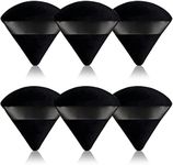 Yatinkim 6 PCS Powder Puff Black Makeup Soft Sponge Setting Face Puffs Triangle Velvet Puff with Storage Box for Loose Powder Body Powder Tool