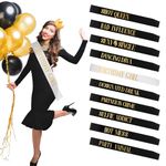 10 Pcs Black Birthday Sashes for Women Queen Sash Happy Birthday Sash Satin Sash Party Favour Birthday Gift Birthday Accessories for Women Girls