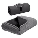 Tirrinia Outdoors Waterproof Blanket, 59ââ‚¬Âx 79ââ‚¬Â Sherpa Fleece Stadium Windproof Throw Mat for Traveling, Camping, Hiking, Football - Machine Washable, Black