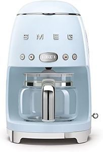 Smeg DCF02PBUK Drip Coffee Machine, Auto-Start Mode, Reuseable Filter, Digital Display, Anti-Drip System, Aroma Intensity Option, 1.4 Litre Tank, Pastel Blue