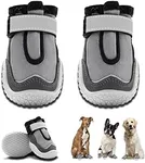 Hcpet Dog Boots for Large Dogs, Dog Shoes for Hot Pavement Winter Snow, Paw Protector Dog Booties Designed for Comfort and Breathability, Outdoor Booties for Small Medium Dogs for Hiking Grey Size 5