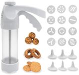 kathson Cookie Press Gun Kit Cookie Press For Baking, Spritz Cookie Press with 12 Cookie Discs+6 Icing Nozzle Spritz Cookie Press Gun Kit for DIY Biscuit Cake Icing Decoration