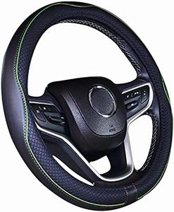 Mayco Bell Universal Standard Size Steering Wheel Cover Anti-Slip,Safety,Soft,Breathable,Durable,Full Surround,Comfortable Grip Microfiber Leather (14.5-15 inch, Green)