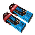 DXF 2PCS 8400mAh 7.4V 100C 2S LiPo RC Battery Pack with Hard Case Deans Plug for RC Evader BX Car Truck Truggy Buggy Tank Helicopter Airplane Car Racing