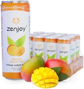 Zenjoy Stress Relief Drink, Calming Black Tea, Non Alcoholic, Ashwagandha & Lemon Balm for Stress Relief, L - Theanine for Focus (12 Pack) (Mango)