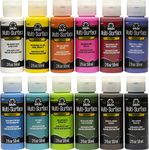 FolkArt Multi-Surface Paint Set (2-Ounce), PROMO830 No.1 (12-Pack)