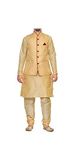 Modern Garments Men Golden Kurta Matching Pyjama with Golden Silk Jacket (40)