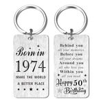 Gezxin Happy 50th Birthday Gifts for Women Men- 50 Year Yr old Birthday keyring for Female Male Her Him- 1974 Fiftieth Fifty Bday Presents for Woman Man Ladies- Mens Womens 50th Birthday Gift Ideas