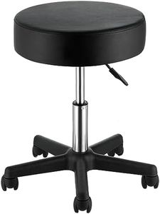 VEVOR Rolling Stools with Wheels, 400 LBS Weight Capacity Adjustable Height Stool with Ultra-Thick Seat Cushion, Swivel Stools Chair for Salon, Bar, Home, Office, Tatoo, Medical, Massage, Black