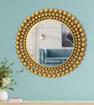 Artemade Iron Frame Wall Mirror Decorative Wall Hanging Mirrors for Living Room Batroom Bedroom Makeup Mirror (Golden, 46 cm)