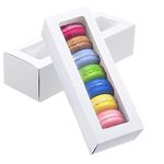 GUIFIER 30 PCS White Macaron Boxes with Window, Macaroons Boxes for Packaging 5 to 7 Macarons, Small Macaron Container, Bakery Boxes, Treat Packaging Boxes for Cookies Chocolate Truffles Desserts