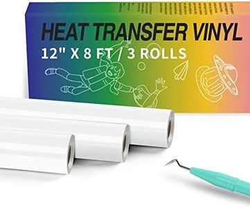 HTVRONT White Heat Transfer Vinyl Rolls - 3 Rolls 12" x 8ft Iron on Vinyl for Shirts, Easy to Cut & Weed for Craft Heat Vinyl Design