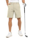 JHMORP Men's Golf Shorts 9 Inch Inseam Stretch Elastic Waist Cargo Work Summer Travel Shorts (Light Khaki,CA 38)