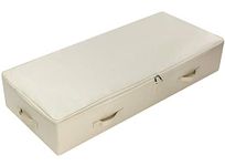 Amonsen 100 * 43 * 18cm, Ultra Large Undebed Storage Organizer Boxes with Lid, Folding Design with 6 Handles, Beige