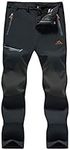 TACVASEN Warm Trousers Mens Fleece Trousers Winter Ski Sports Trousers Thermal Outdoor Cold Trousers, Thick - Black, 40