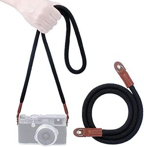 VKO Camera Strap Vintage 120cm Camera Rope Strap Neck Shoulder Belt Strap for Mirrorless DSLR SLR Camera Black, Black, 120cm