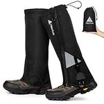 HIKENTURE Leg Gaiters Hiking for Men & Women with Waterproof Zipper Anti-Tear Gators Snowshoeing Adjustable Snow Boot Gaiters for Climbing, Hunting, Skiing, Running (Black-S)