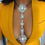 Sethain Boho Rhinestone Statement Necklace White Crystal Chest Chain Body Chain Summer Beach Body Jewelry Accessories for Women and Girls