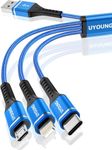 2Pack 10FT Multi Charging Cable Multiple USB 3 in 1 Charger Cable Long Universal Nylon Braided Fast Charge Cord with Type-C/Lightning/Micro USB Port Connectors for Cell Phone/iPhone/Tablet and More