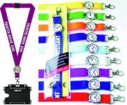 Lanyard with Integrated Watch x 1 Personalised with Your Text, for Nurse's ,Teachers etc (Purple)