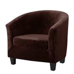 2 Pieces Club Chair Cover with Cushion Cover, Velvet Tub Chair Cover Slipcover for Armchairs Furniture Protector Spandex Couch Covers for Bar Counter Living Room Internet Cafes Hotel (Dark Brown)