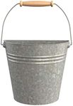 Panacea 83220 10.3x5.3x8.6 Half Round Wall Buckets with Wood Handles -Galvanized