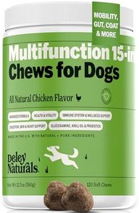 Deley Naturals 15 in 1 Dog Multivitamin Treats - 120 Grain Free Soft Chews - -Immune System, Skin & Coat, Joint Support & Digestion - Vitamins for Dogs of All Ages - Made in USA - Chicken Flavor